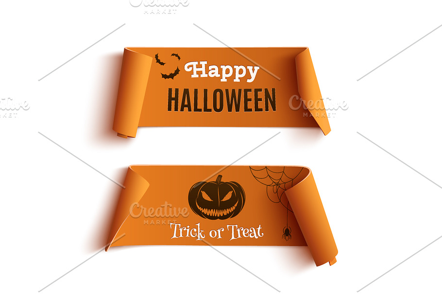Two orange Halloween banners. in Illustrations - product preview 8