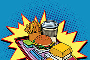 Fast food dinner pop art style