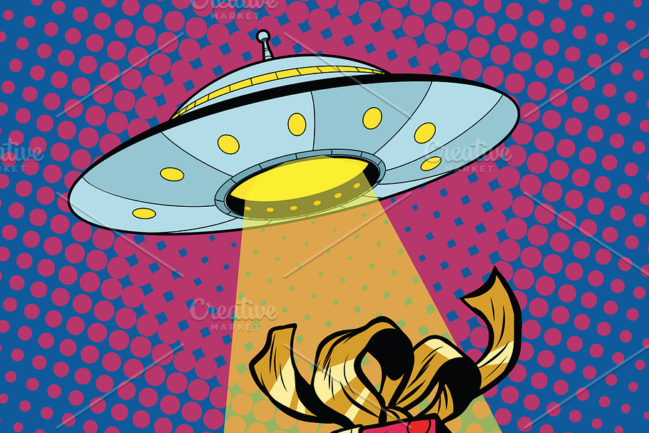 UFO abducts gift box in Illustrations - product preview 8