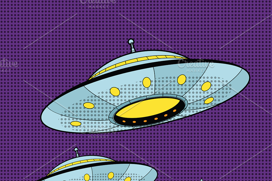 Three UFO flying across the sky in Illustrations - product preview 8