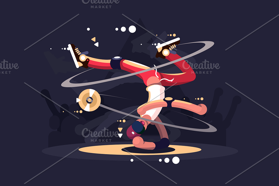 Breakdancer dancing on stage in Illustrations - product preview 8