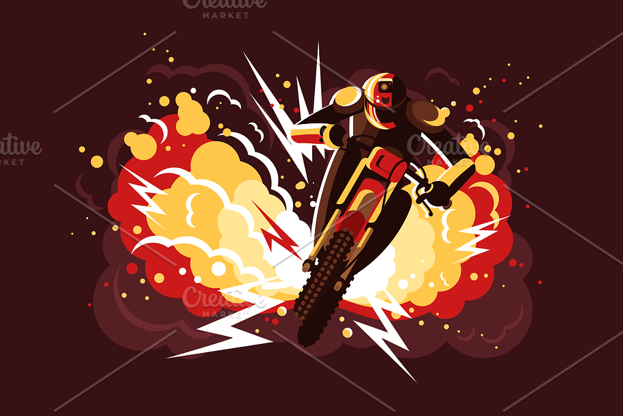 Stuntman on motorcycle in Illustrations - product preview 8