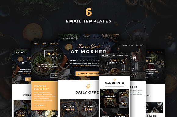Mosher - Restaurant Email Set in Mailchimp Templates - product preview 1