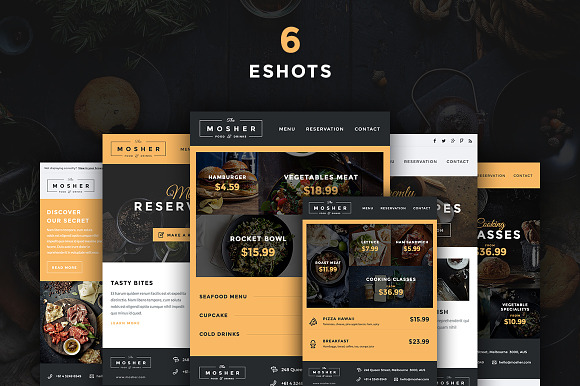 Mosher - Restaurant Email Set in Mailchimp Templates - product preview 2