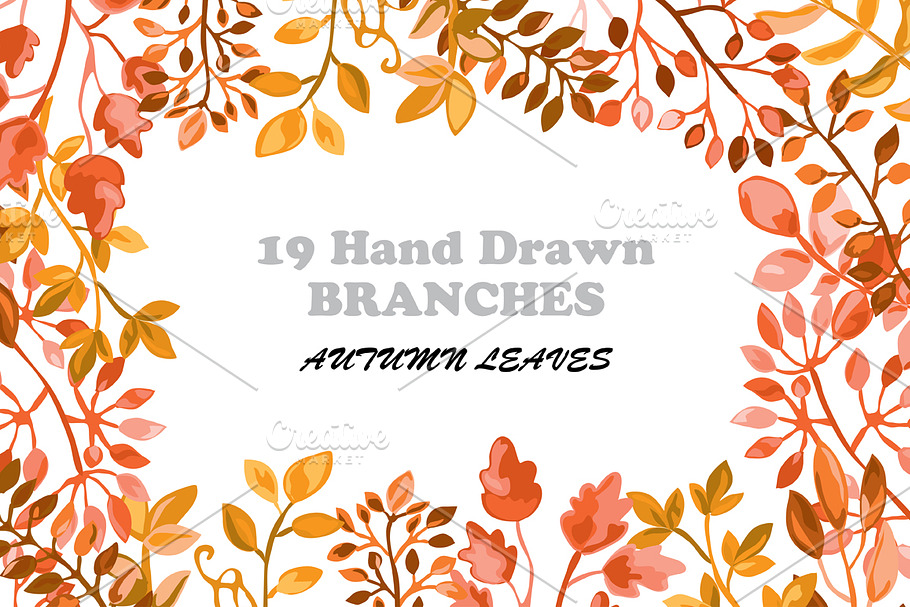 Hand Drawn Branches Set. Autumn