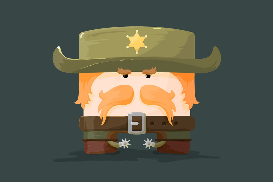 Cartoon sheriff with mustaches in Illustrations - product preview 8