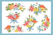 Set of floral bouquets in vector