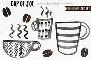 Watercolor Clip Art - Coffee, Mugs