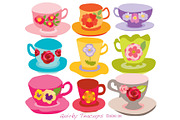 Quirky Teacups Ilustration