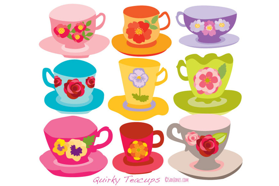 Quirky Teacups Ilustration in Illustrations - product preview 8