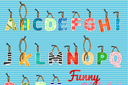 Funny alphabet, hanging letters