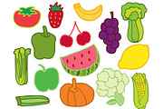 Hand drawn fruits n veggies
