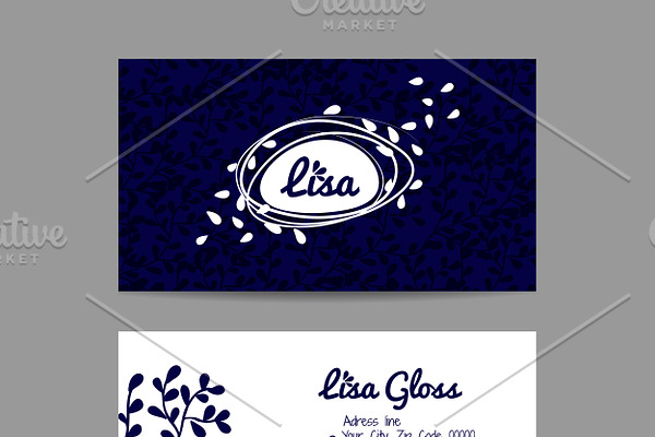 Business card with floral ornament
