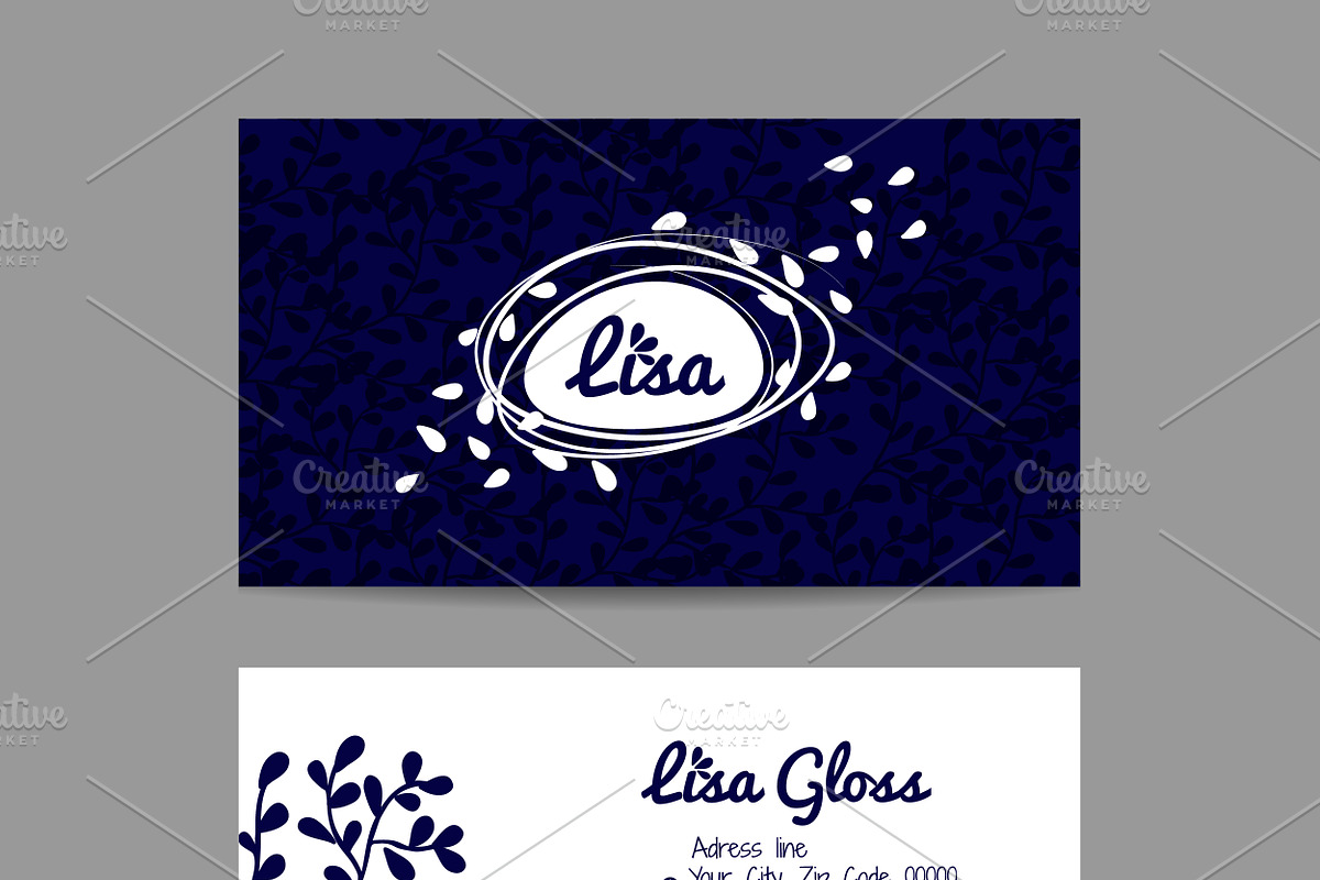 Business card with floral ornament in Illustrations - product preview 8