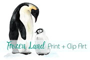 Frozen Land Watercolor Print+ClipArt