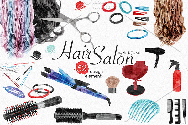 Hair Salon - Watercolor Elements