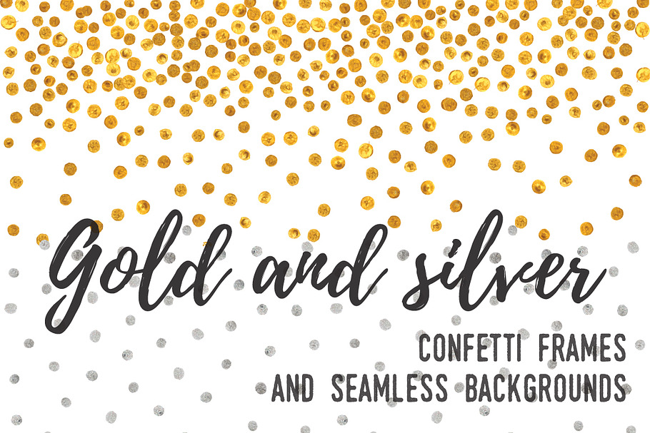 Gold and silver confetti backgrounds