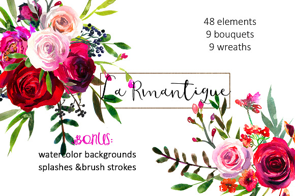  Burgundy Red Pink Flowers Clipart in Illustrations - product preview 21