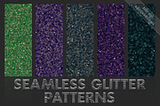 Glitter patterns. Seamless textures