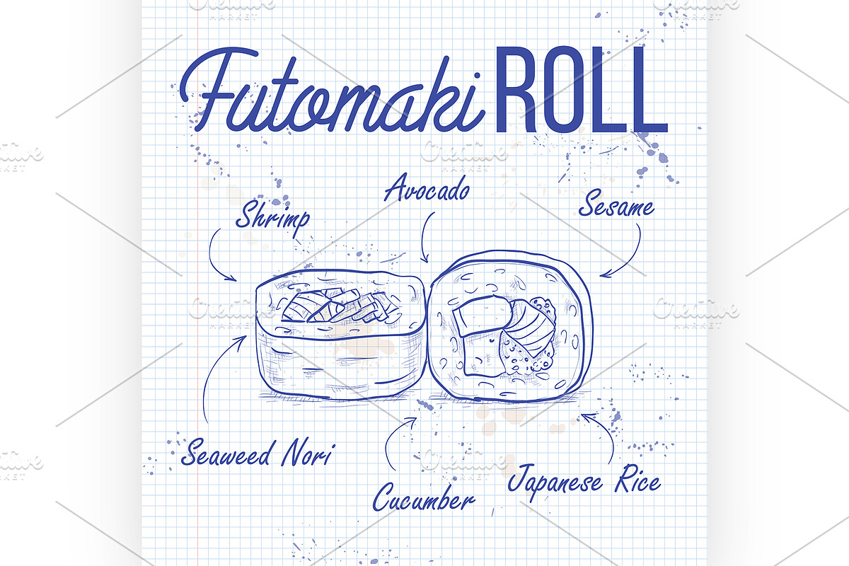 futomaki roll in Illustrations - product preview 8