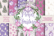 Watercolor "Purple Christmas" papers