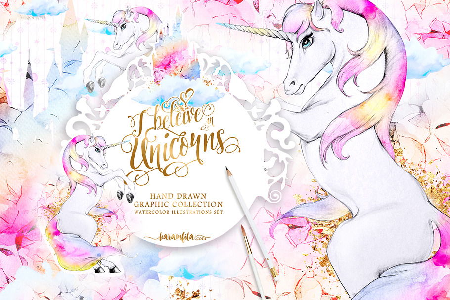 Unicorns Clipart in Illustrations - product preview 8