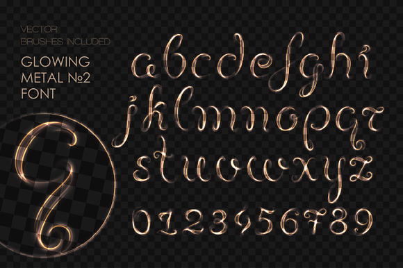 8 GLOWING METAL FONTS / 8 BRUSHES in Fonts - product preview 6