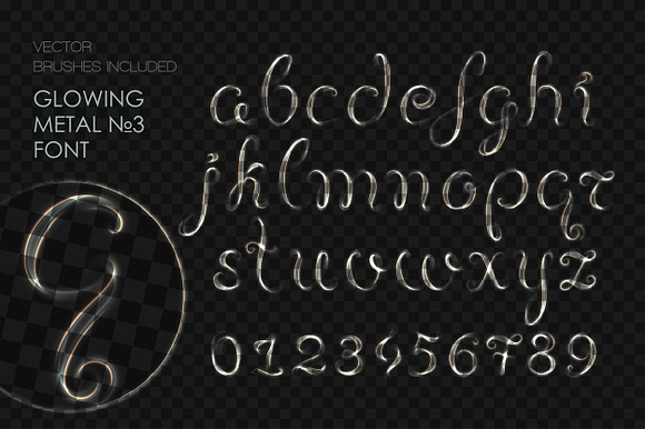 8 GLOWING METAL FONTS / 8 BRUSHES in Fonts - product preview 7