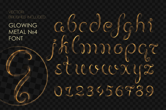 8 GLOWING METAL FONTS / 8 BRUSHES in Fonts - product preview 8