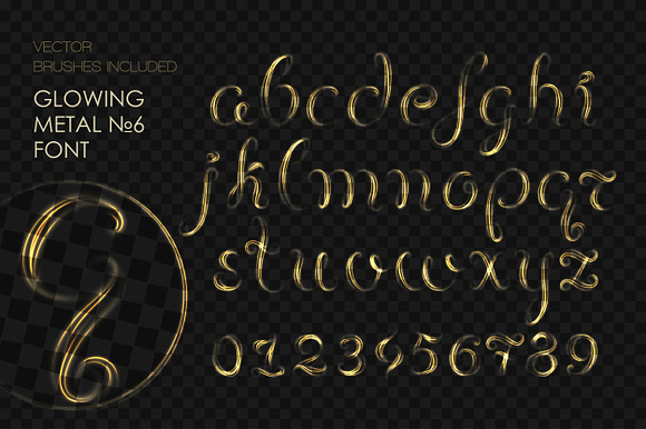8 GLOWING METAL FONTS / 8 BRUSHES in Fonts - product preview 10