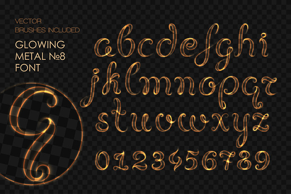 8 GLOWING METAL FONTS / 8 BRUSHES in Fonts - product preview 12