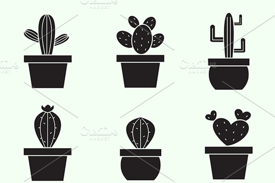 Set of vector cactus icons.