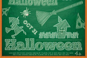 Halloween Card on green chalkboard