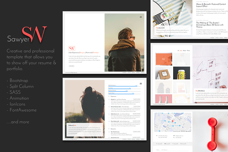 Sawyer - Personal Resume & Portfolio in Bootstrap Themes - product preview 8