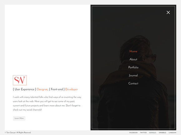 Sawyer - Personal Resume & Portfolio in Bootstrap Themes - product preview 2