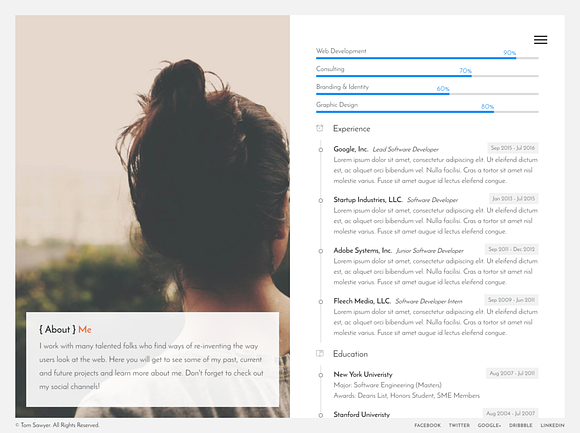 Sawyer - Personal Resume & Portfolio in Bootstrap Themes - product preview 3