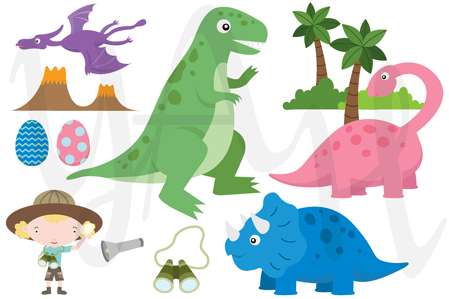 Dinosaurs Clip Art in Illustrations - product preview 8