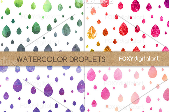 Watercolor Droplets Digital Paper  in Illustrations - product preview 1