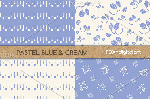 Blue Floral Digital Paper Scrapbook in Patterns - product preview 2