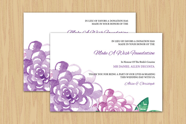 Wedding Favor Donation Card Template