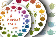Herbal teapots set.