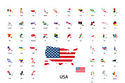 Set of silhouettes of countries