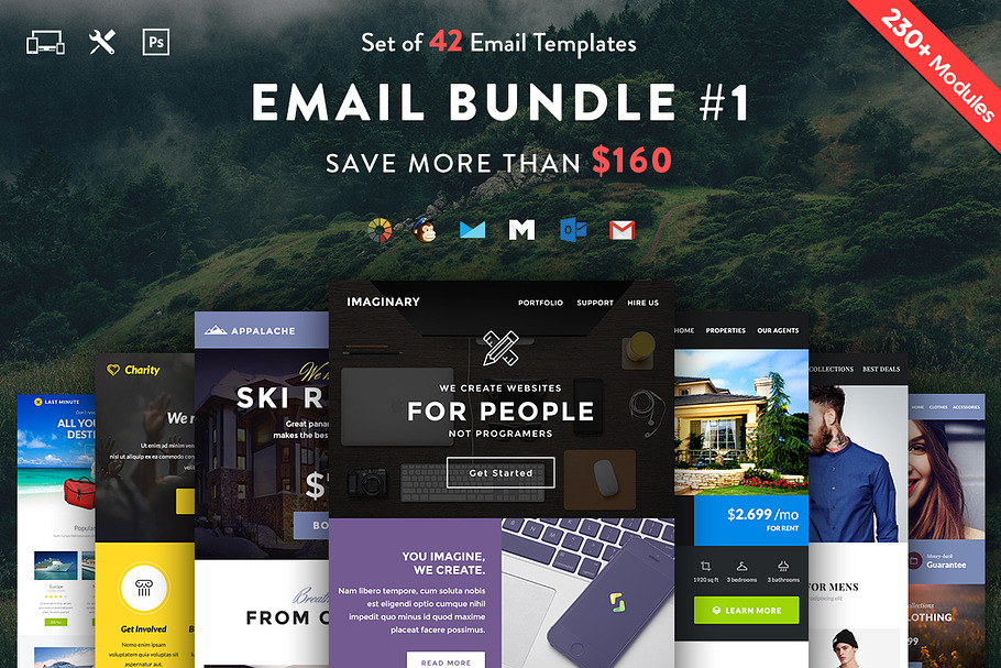 Theemon Email Bundle #1  in Mailchimp Templates - product preview 8