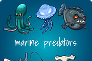 Collection of six marine predators