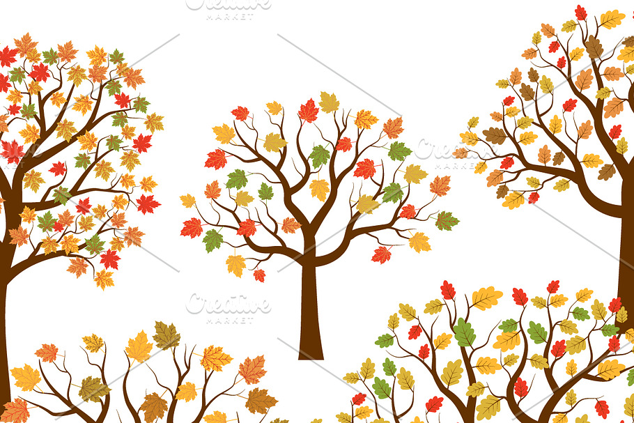 Autumn trees, Fall clipart