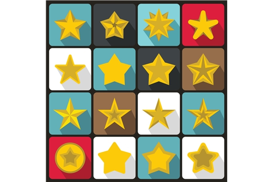 Star icons set, flat ctyle in Objects - product preview 8