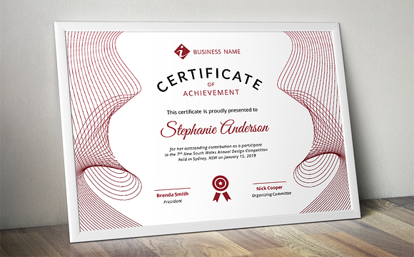 Line curve certificate docx template in Stationery Templates - product preview 1