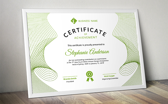 Line curve certificate docx template in Stationery Templates - product preview 3