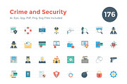 176 Flat Crime and Security Icons