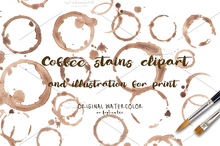 Coffee Stains Watercolor ClipArt in Illustrations - product preview 8